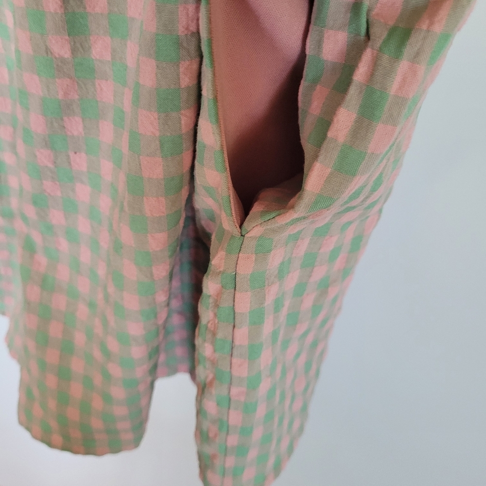 one clothing Pink and Green Gingham Tie-Shoulder Romper - Picture 5 of 14
